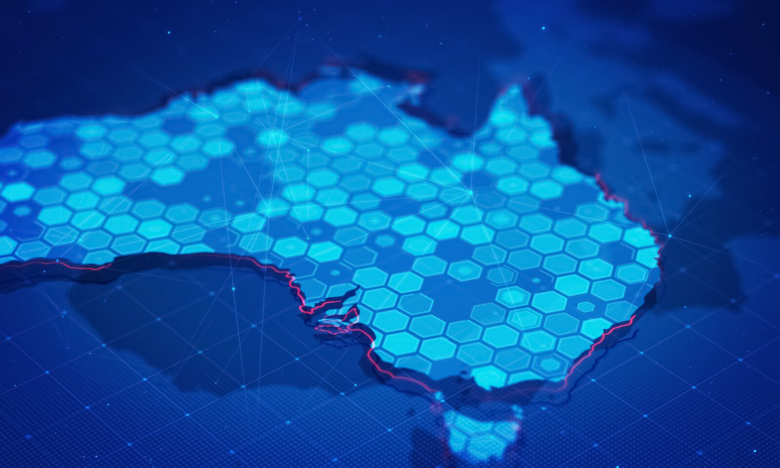 Australia Network | Career Calling International A digital map of Australia shows a connected network representing Career Calling's reach and expertise.