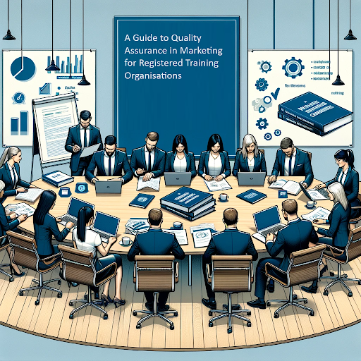 Business professionals collaborate during a training session focused on quality assurance and vet compliance.