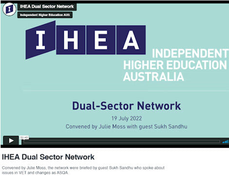 IHEA Conference | Career Calling International A screenshot from the IHEA Dual Sector Network conference, discussing higher education and vet compliance.