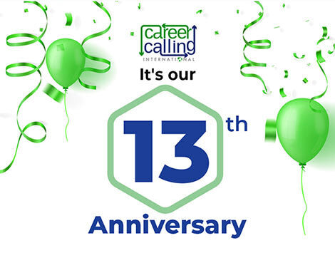 Thirteenth Anniversary | Career Calling International Career Calling International celebrates thirteen years with a festive graphic of balloons and confetti.